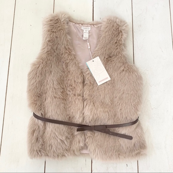 NEW! Monsoon Girls Fur Vest Sz 11-12 - Picture 1 of 5